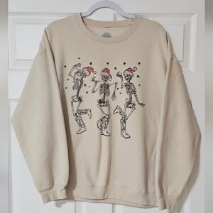 Womens Cream Skeleton Graphic Sweater
